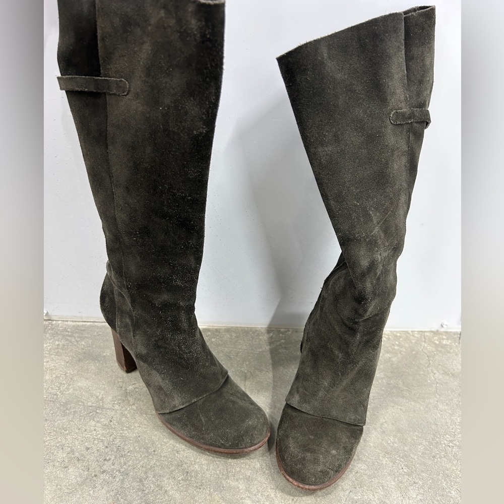 Coclico Moss Green Suede Upper Calf-High Boots